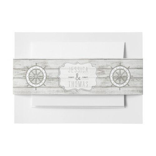 Nautical Whitewashed Wood Beach Wedding Collection Invitation Belly Band