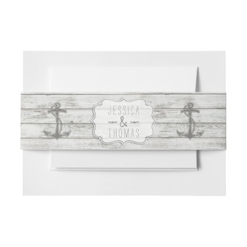 Nautical Whitewashed Wood Beach Wedding Collection Invitation Belly Band