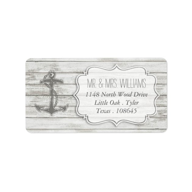 Nautical Whitewashed Wood Beach Wedding Collection Label
