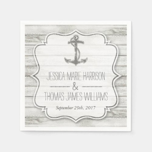 Nautical Whitewashed Wood Beach Wedding Collection Napkins