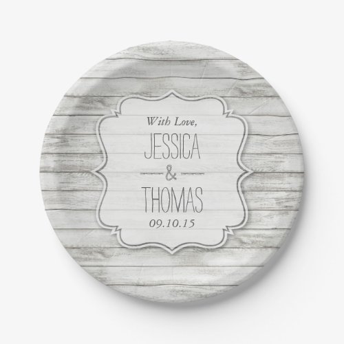 Nautical Whitewashed Wood Beach Wedding Collection Paper Plates