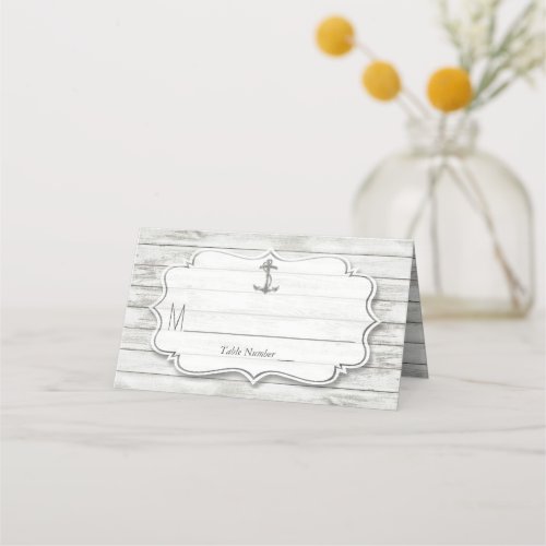 Nautical Whitewashed Wood Beach Wedding Collection Place Card