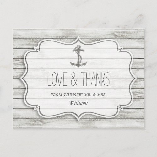 Nautical Whitewashed Wood Beach Wedding Collection Postcard