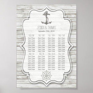 Nautical Whitewashed Wood Beach Wedding Collection Poster
