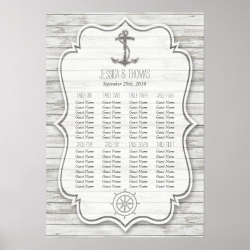 Nautical Whitewashed Wood Beach Wedding Collection Poster