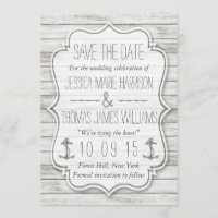 Nautical Whitewashed Wood Beach Wedding Collection Save The Date