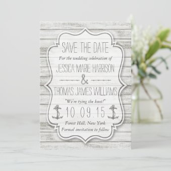 Nautical Whitewashed Wood Beach Wedding Collection Save The Date Zazzle