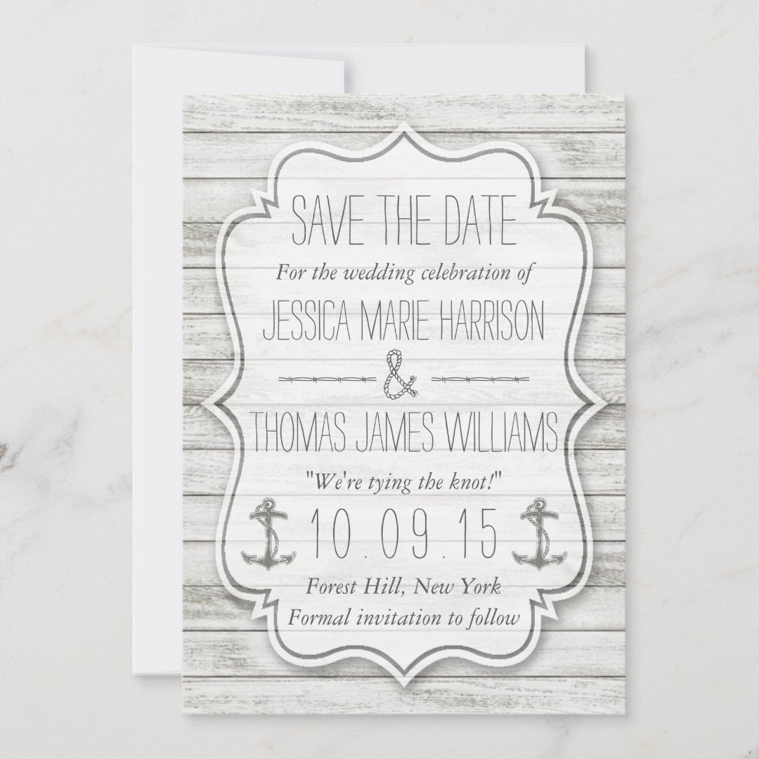 Nautical Whitewashed Wood Beach Wedding Collection Save The Date Zazzle