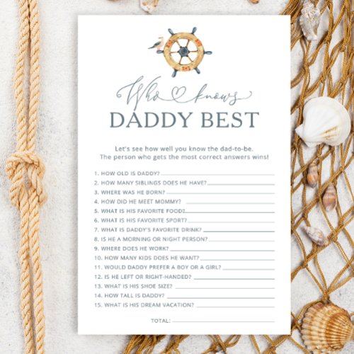 Nautical Who Knows Daddy Best Baby Shower Game