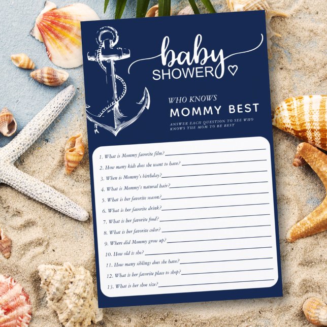 Nautical Who Knows Mom Best Baby Shower Navy (Creator Uploaded)