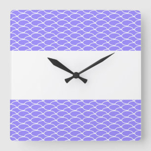 Nautical Wide Tiled Purple Waves White Stripes Square Wall Clock