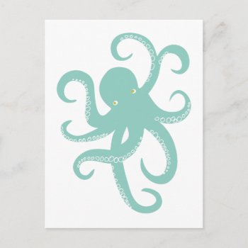Nautical Wild Animal Octopus Coastal Illustration Postcard by CuteLittleTreasures at Zazzle