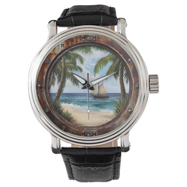 Nautical Window Coastal Retreat Rustic Beach Watch (Front)