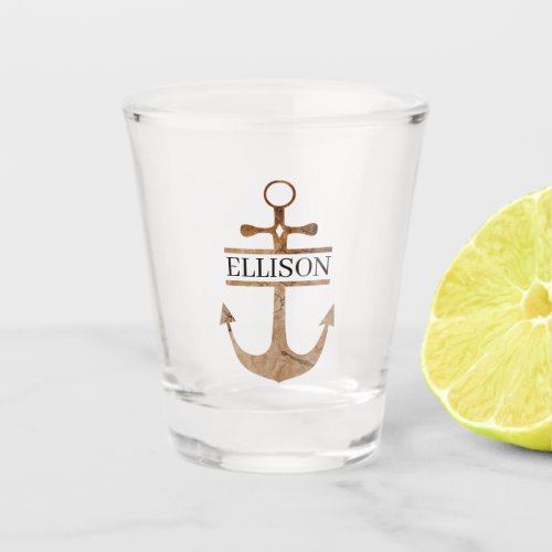 Nautical Wooden Anchor Personalized Shot glass