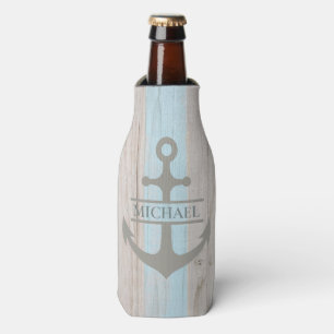 Nautical Wooden Boat Anchor Beach Name Bottle Cooler
