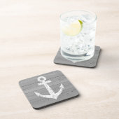 Nautical wooden drink coasters with boat anchor (Right Side)
