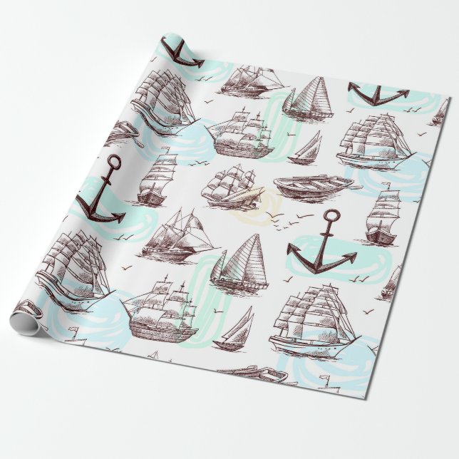 Nautical Wrapping Paper (Unrolled)
