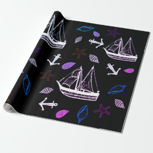 Nautical wrapping paper, ocean theme wrapping paper