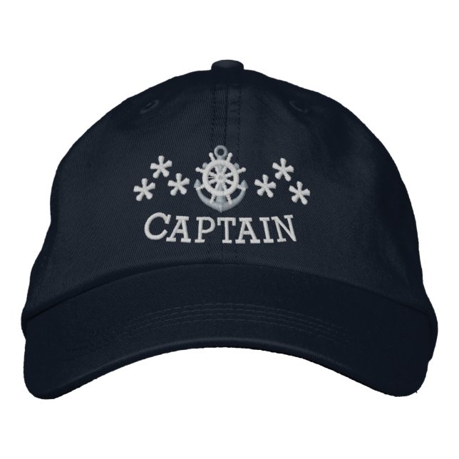 Nautical Yacht Captains Embroidered Baseball Cap (Front)