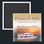 Nautical Yacht Destination Wedding Favor Keepsake Magnet<br><div class="desc">This nautical wedding favor magnet is easy to customize with your own text and font preferences. Matching customizable save the date announcements, invitations, postcards, RSVP cards and stickers are also available for this design. If you need help, have questions or would like other coordinated products to match this magnet, please...</div>