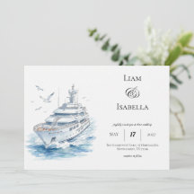 Nautical Yacht, Elega Coastalnt Wedding Invitation