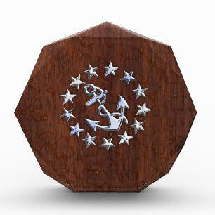 Nautical Yacht Flag Anchor Stars Symbol Award