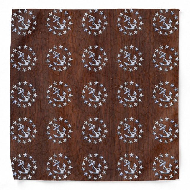 Nautical Yacht Flag Anchor Stars Symbol Bandana (Front)