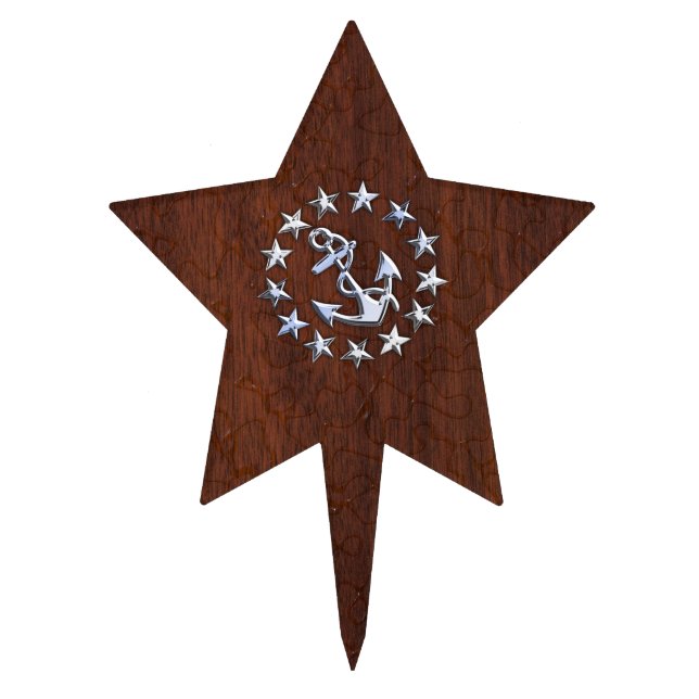 Nautical Yacht Flag Anchor Stars Symbol Cake Topper (Front)