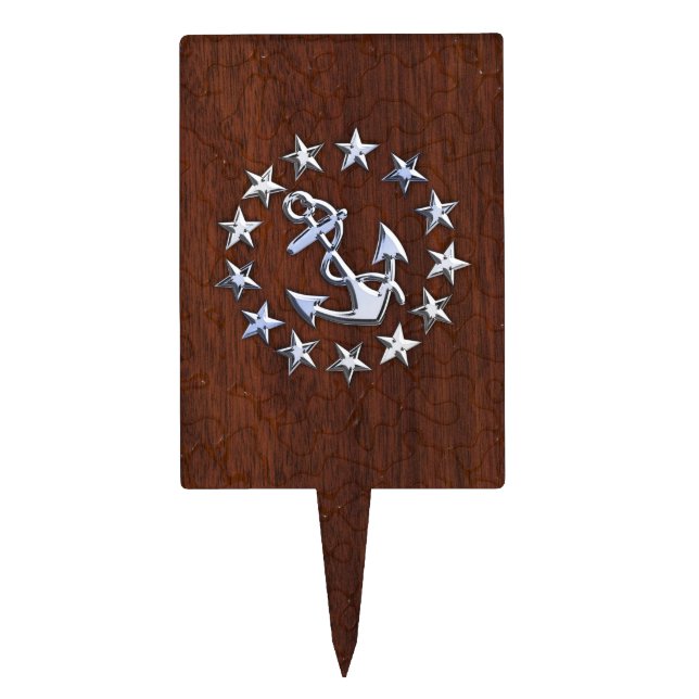 Nautical Yacht Flag Anchor Stars Symbol Cake Topper (Front)