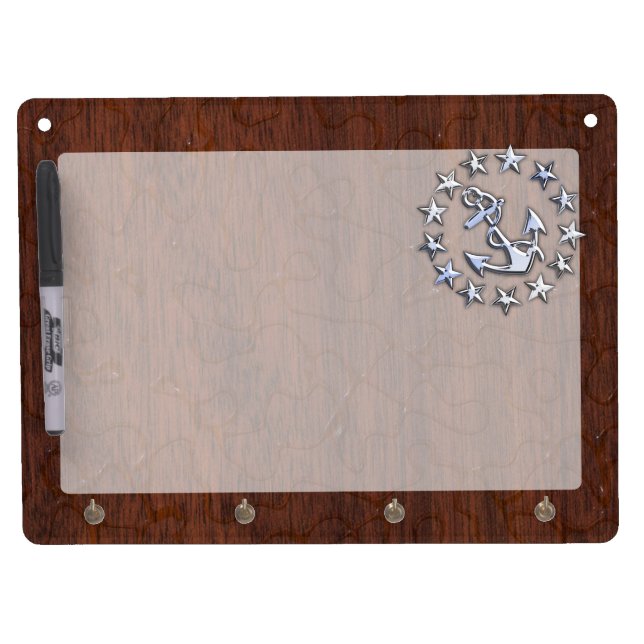 Nautical Yacht Flag Anchor Stars Symbol Dry Erase Board With Keychain Holder (Front)