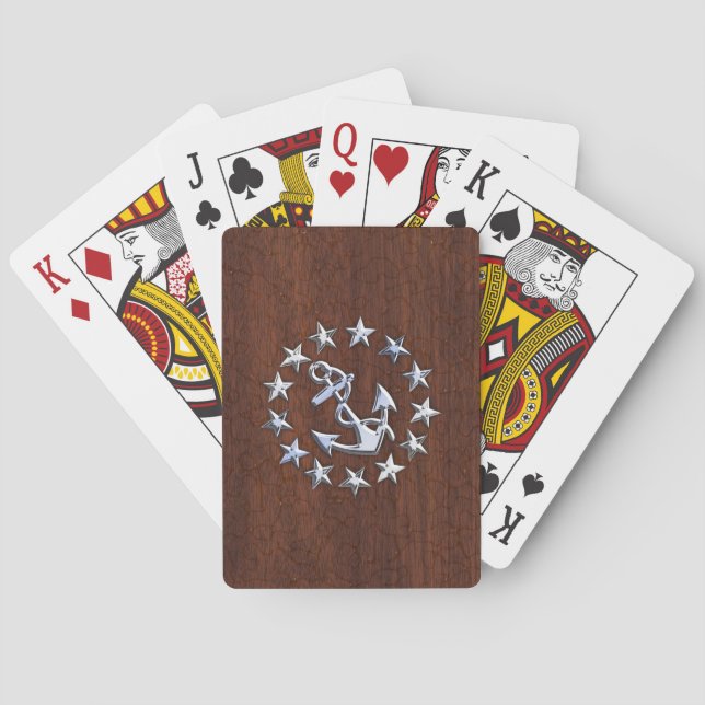 Nautical Yacht Flag Anchor Stars Symbol Poker Cards (Back)