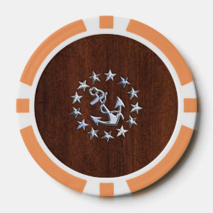 Nautical Yacht Flag Anchor Stars Symbol Poker Chips
