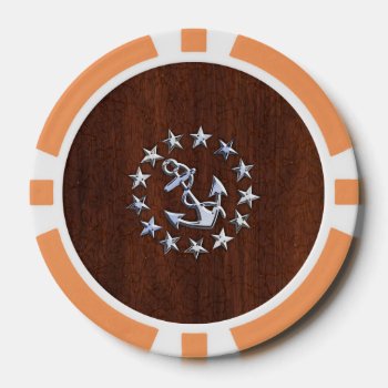 Nautical Yacht Flag Anchor Stars Symbol Poker Chips by CaptainShoppe at Zazzle