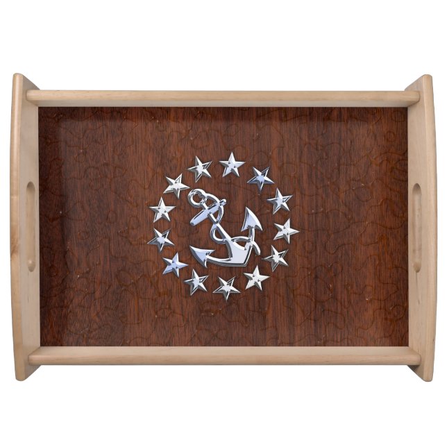 Nautical Yacht Flag Anchor Stars Symbol Serving Tray (Front)