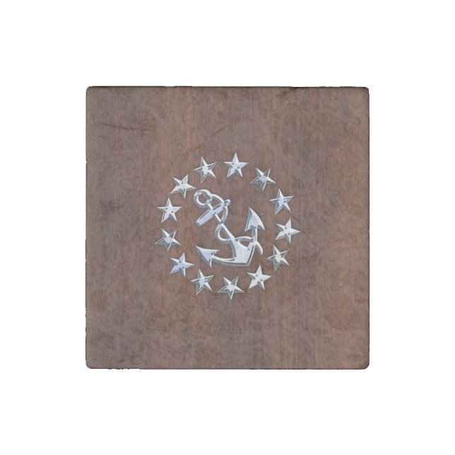 Nautical Yacht Flag Anchor Stars Symbol Stone Magnet (Front)