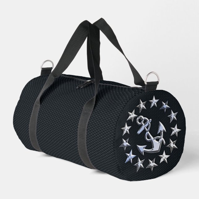 Nautical Yacht Flag Chrome Ensign on Grille Print Duffle Bag (Left Corner)