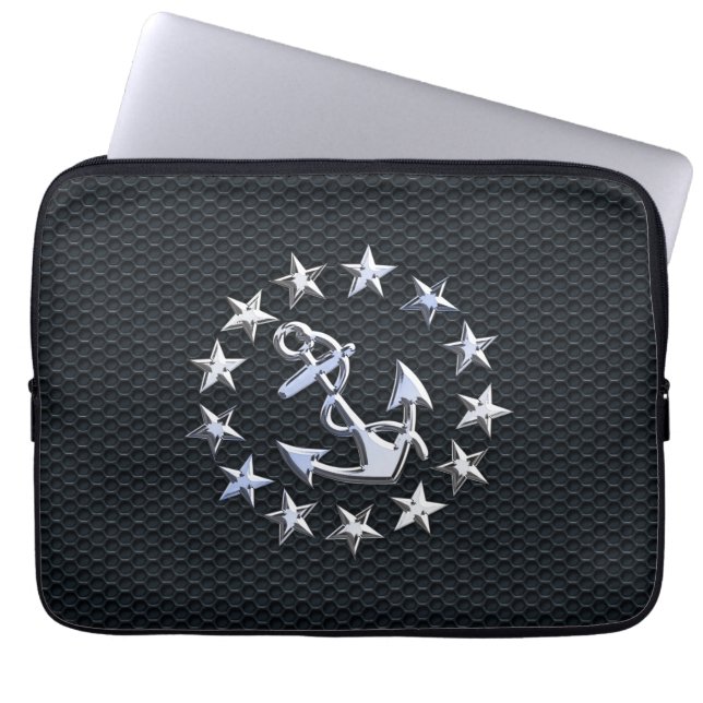 Nautical Yacht Flag Chrome Ensign on Grille Print Laptop Sleeve (Front)