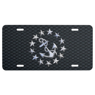 Nautical Yacht Flag Chrome Ensign on Grille Print License Plate