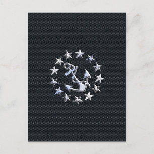 Nautical Yacht Flag Chrome Ensign on Grille Print Postcard