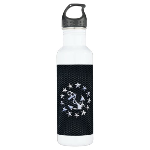 Nautical Yacht Flag Chrome Ensign on Grille Print Water Bottle