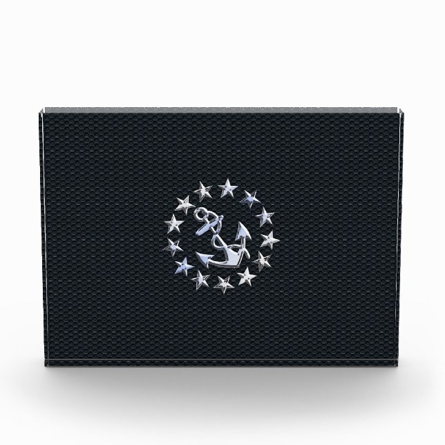 Nautical Yacht Flag Chrome Symbol on Grille Decor Award (Front)