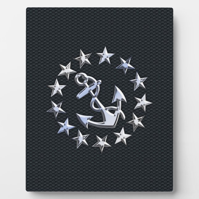 Nautical Yacht Flag Chrome Symbol on Grille Decor Plaque (Front)