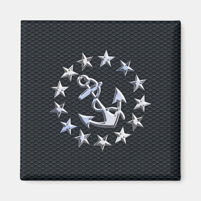 Nautical Yacht Flag Silver Ensign on Grille Print Magnet (Front)