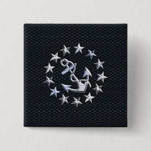 Nautical Yacht Flag Silver Ensign on Grille Print Pinback Button