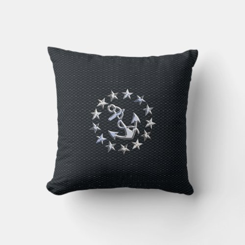 Nautical Yacht Flag Silver Ensign on Grille Print Throw Pillow