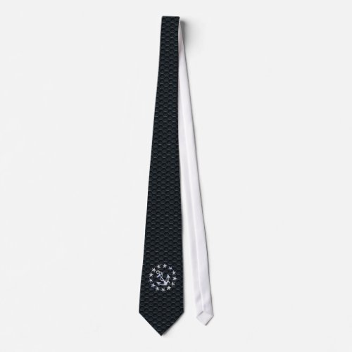 Nautical Yacht Flag Silver Ensign on Grille Print Tie