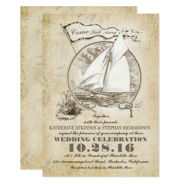 Nautical Yacht Wedding Invitation-Come Sail Away Card