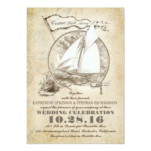 Nautical Yacht Wedding Invitation-Come Sail Away Card
