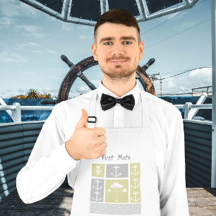 Nautical Yellow and Gray Anchor Fish Weather Vane Adult Apron