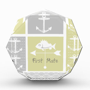 Nautical Yellow and Gray Anchor Fish Weather Vane Award